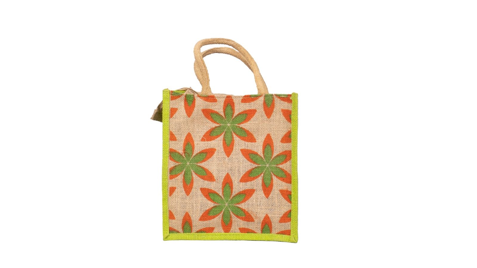 Eco-Friendly Jute Shopping Bag with Floral Design