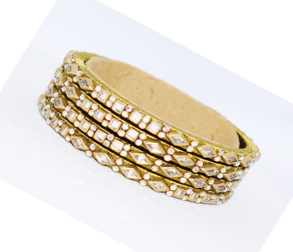 Elegant Gold Bangles with Sparkling Embellishments