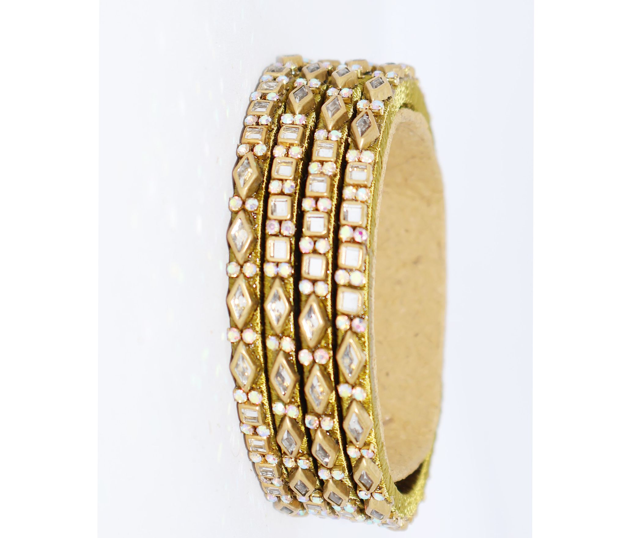 Elegant Gold Bangles with Sparkling Embellishments
