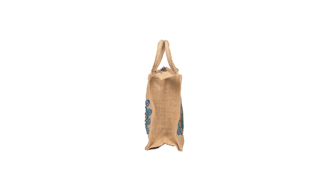 Peacock Design Jute Handbag - Eco-Friendly & Stylish