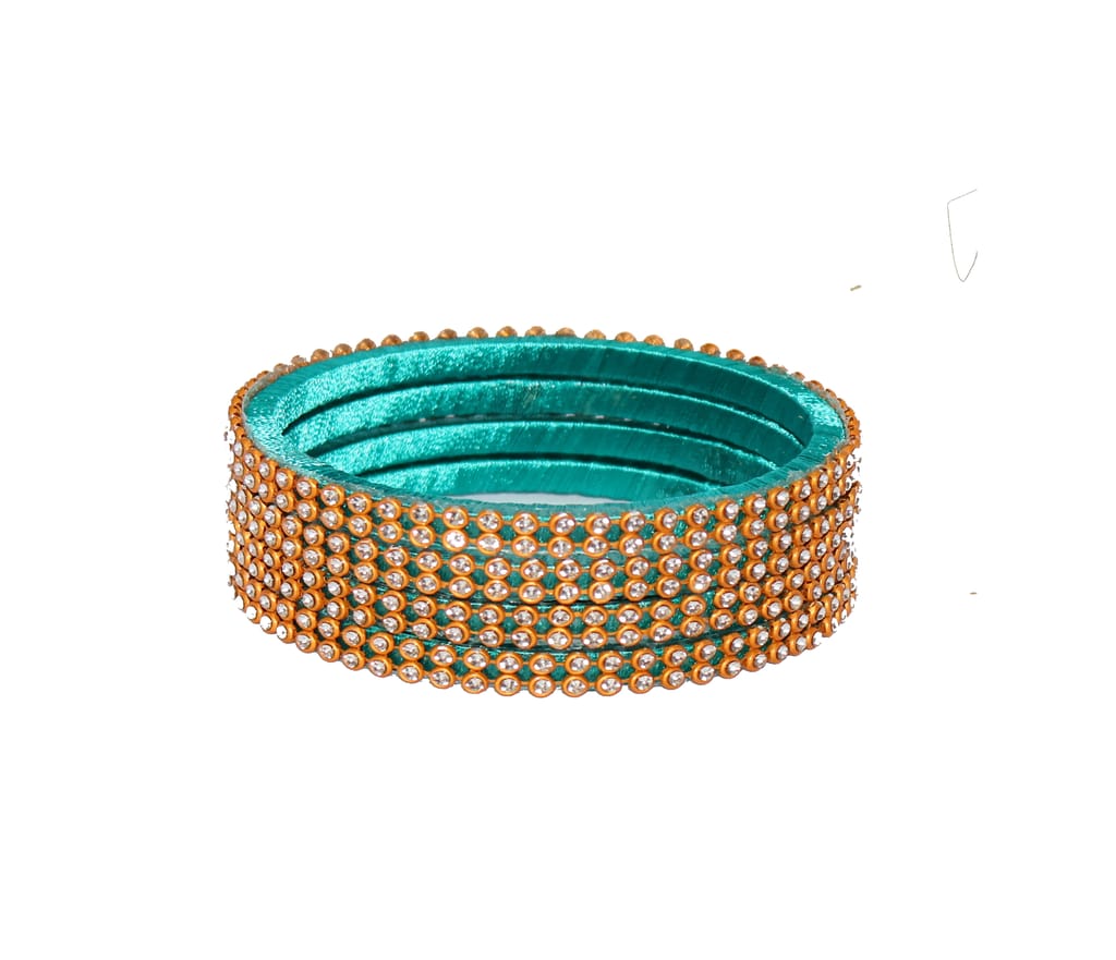 Emerald Green & Golden Embellished Bangles