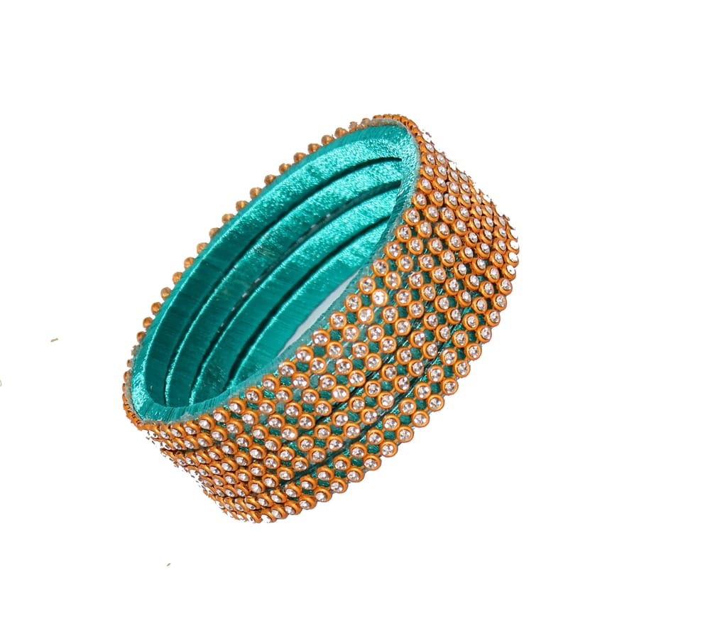 Emerald Green & Golden Embellished Bangles