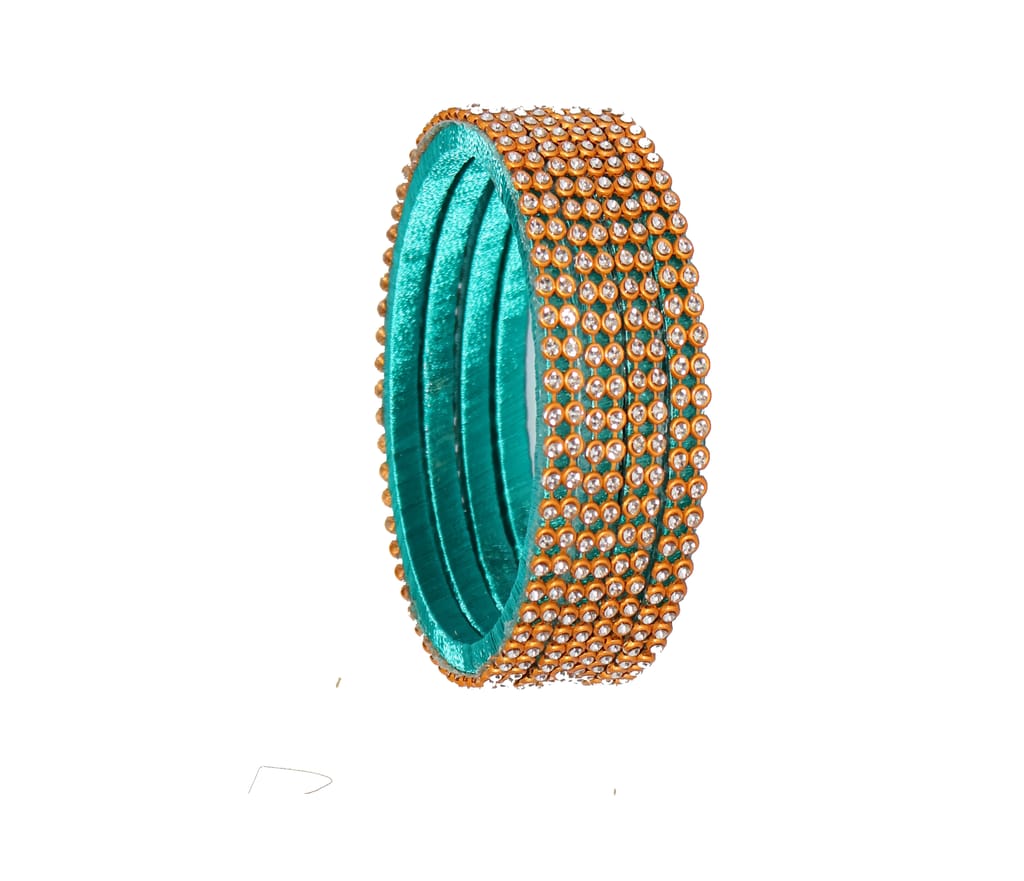 Emerald Green & Golden Embellished Bangles