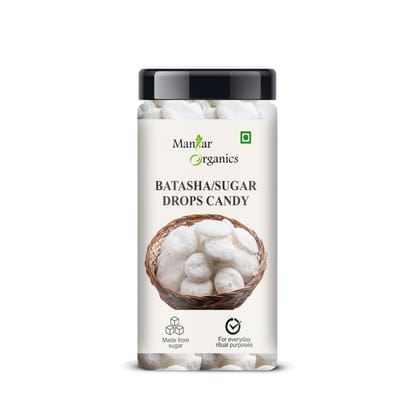 ManHar Organics Batasha | Traditional Indian Sugar Drops | Puja & Festive Use | Desi Mishri | 100% Pure & Natural – Jar 130gm 