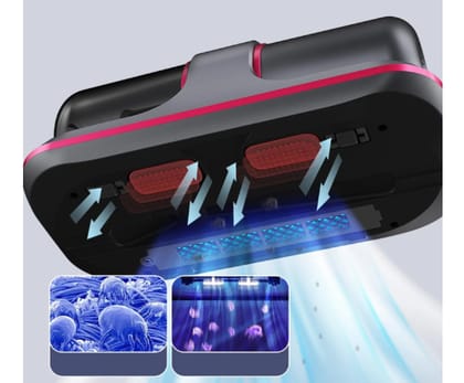 Powerful Suction Portable Handheld Vacuum Cleaner - Low Noise Vacuum Cleaner for Bed - Cordless Vacuum Cleaner for Car Seat Crevices Pillows, Mattresses, Sofas Wireless Anti Dust and Mite Cleaner