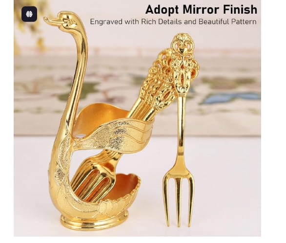 Premium Cutlery Set 24 Pcs with Oval Shaped Stand | Beautiful Stylish Oval Designed Cutlery Sets, Egg-Shaped Luxury Spoon Holder Set (Golden / 24 pcs set)