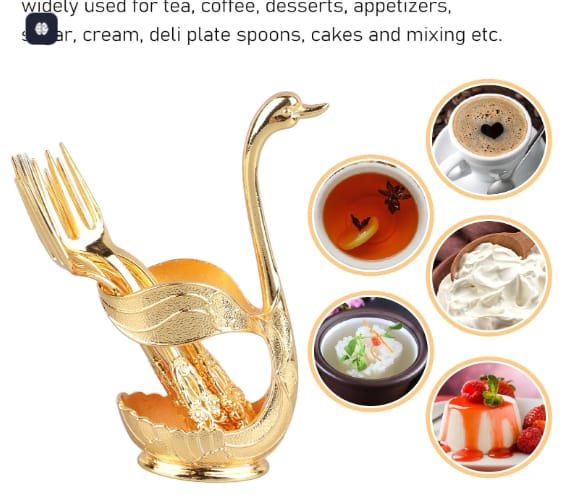 Premium Cutlery Set 24 Pcs with Oval Shaped Stand | Beautiful Stylish Oval Designed Cutlery Sets, Egg-Shaped Luxury Spoon Holder Set (Golden / 24 pcs set)