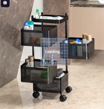 Metal Square High Quality Kitchen Trolley with Wheels (4 Layer / 1 Pc)