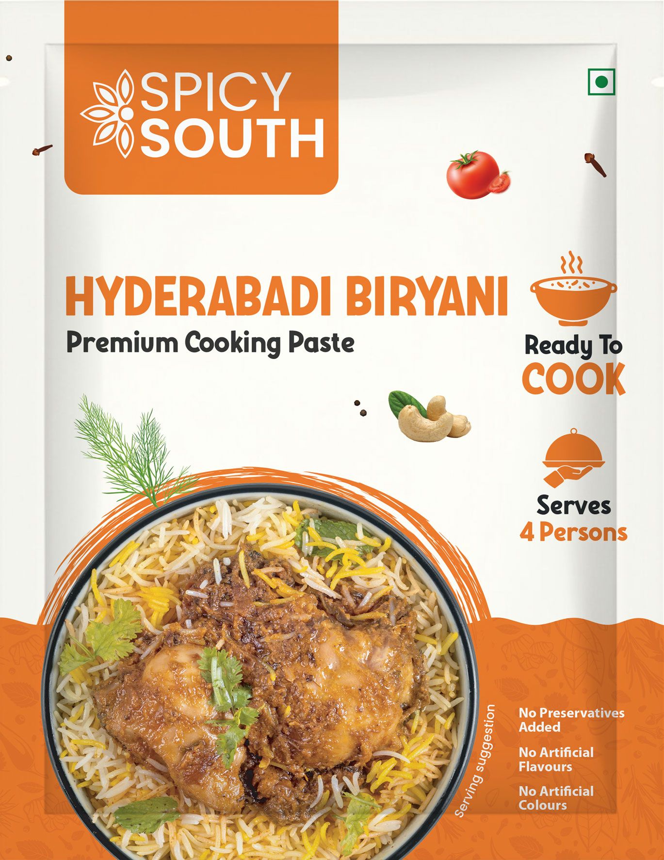 Spicy South Hyderabadi Biryani Paste 300g | Makes 2KGS Biryani | Serves 4 | Cook in 25 Mins | Ready to Cook Authentic Hyderabadi Biryani Paste | Zero Added Preservatives & Flavours | 100% Veg | You Will Love the Taste For Sure