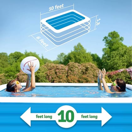 10Feet Swimming Pool with Pump, Inflatable Kiddie Pool, Family Lounge Pool for Kiddie, Kids, Adults, Toddlers, Infant for Ages 3+