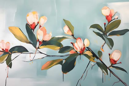 BLEASBY MAGNOLIA BRANCH 24in X 16in WITH BLACK FRAME