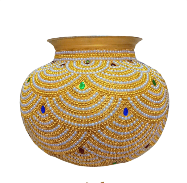 Golden Pearl Embellished Decorative Pot