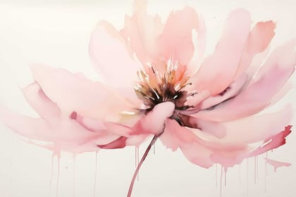 PINK WATERCOLOUR PAINTING 24in X 16in WITH BLACK FRAME
