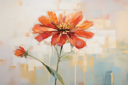 ORANGE FLORAL WALL CANVAS ART 24in X 16in WITH BLACK FRAME