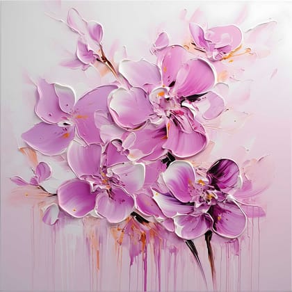 PINK ORCHID BLOSSOM WALLART 24in X 24in WITH BLACK FRAME
