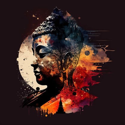 LORD BUDDHA WALLART 24in X 24in WITH BLACK FRAME