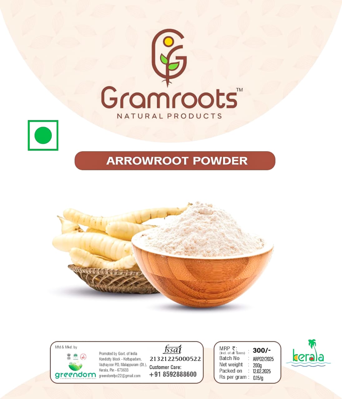 Gramroots Arrowroot Powder - Natural & Gluten-Free 200g