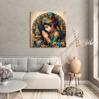 PRAYING TRADITIONAL WALLART 24in X 24in WITH BLACK FRAME