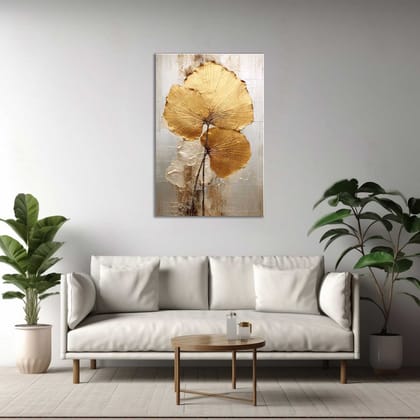 GOLDEN LUXURY LEAF 16in X 24in WITH BLACK FRAME