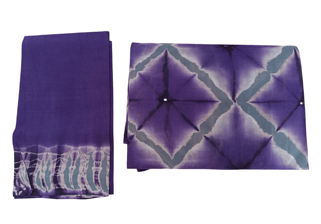 Violet Cotton Saree with unstitched blouse