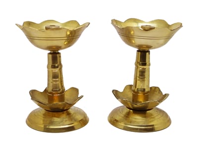Brass Diya Set Small - Traditional Oil Lamps for Home Decor & Gifts