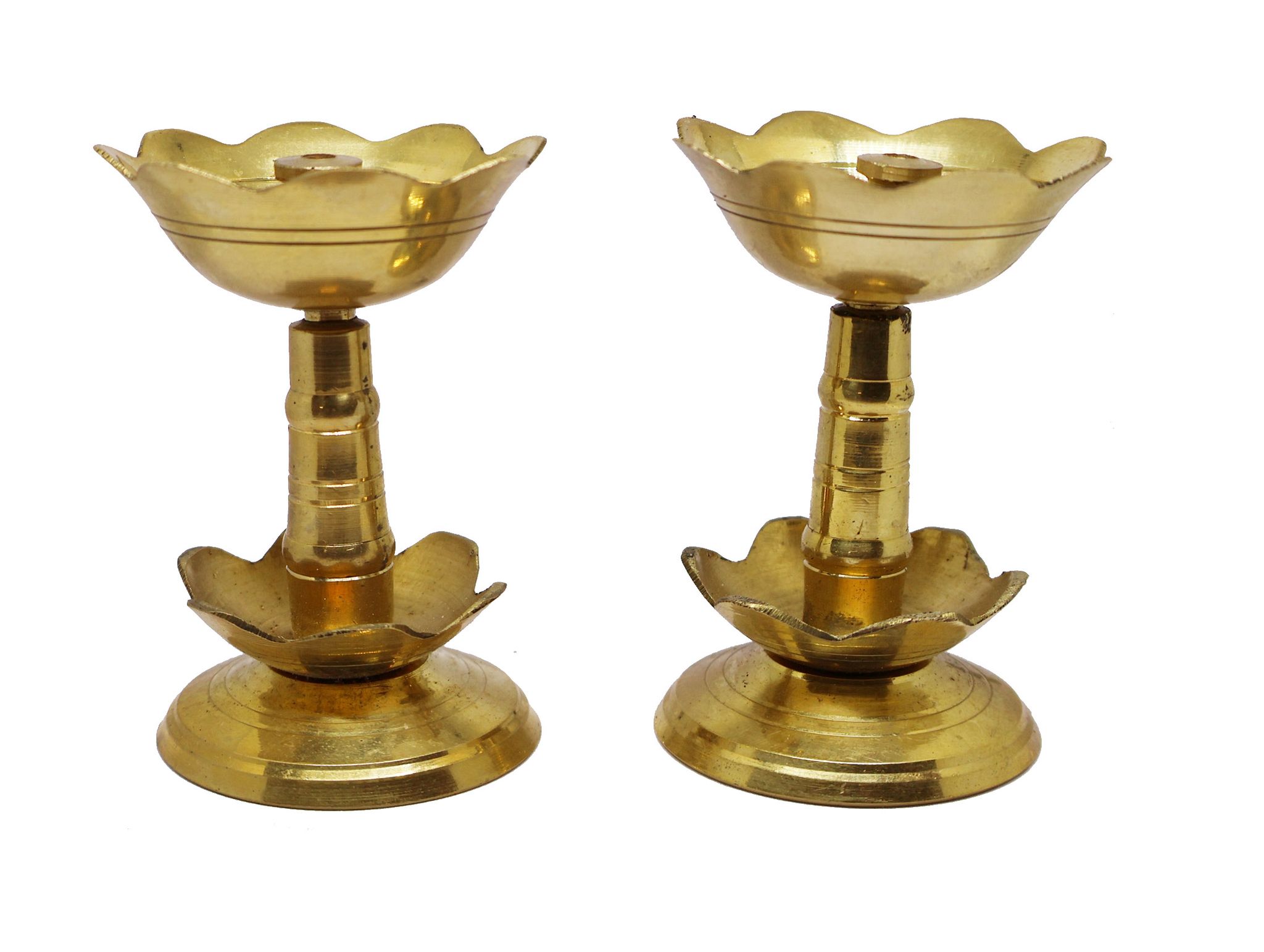 Big Brass Oil Lamps - Set of 2