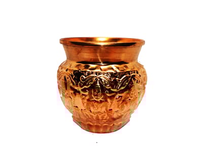 Exquisite Copper Vase with Embossed Floral Design