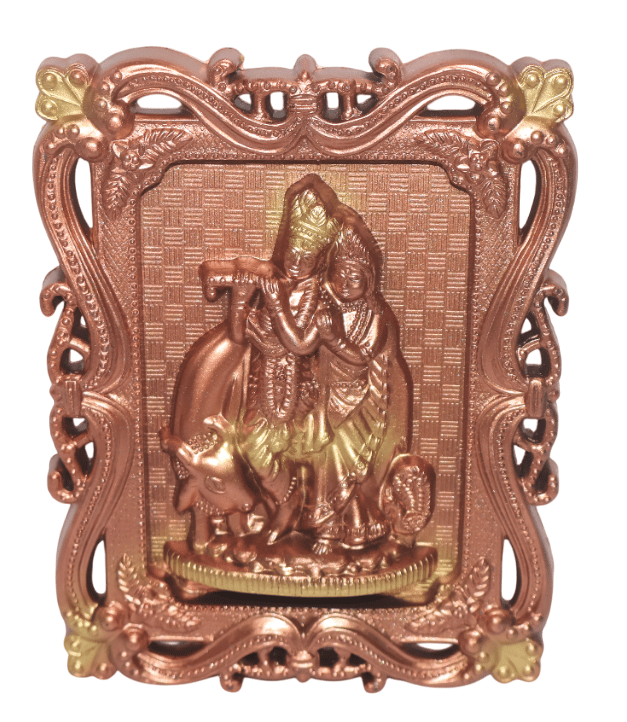 Radha Krishna Statue with Ornate Frame - Divine Love