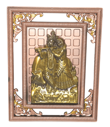 Radha Krishna Idol in Decorative Frame - Spiritual Home Decor