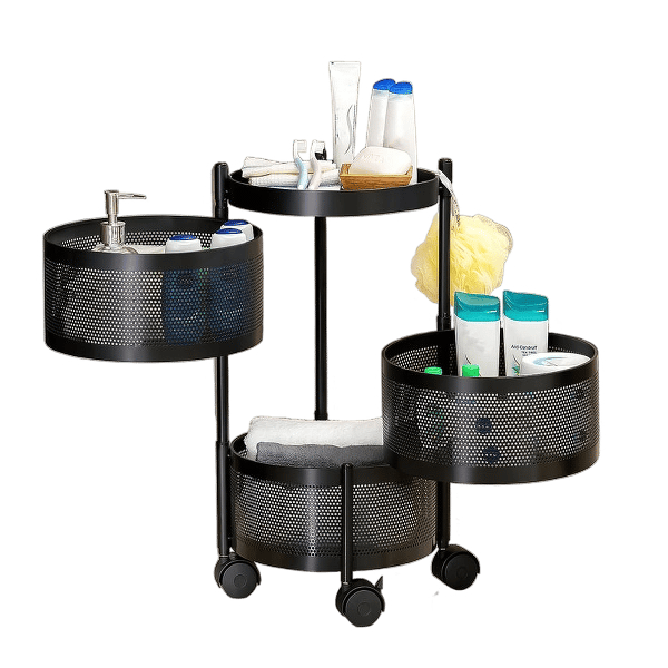 Metal Round High Quality Kitchen Trolley with Wheels (3 Layer / 1 Pc)