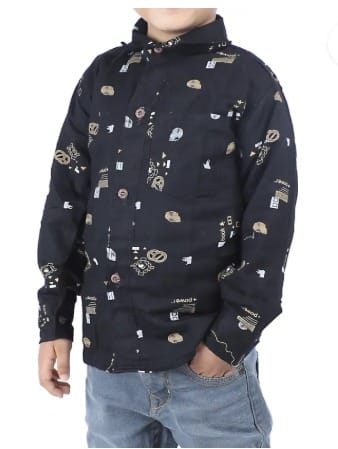 Latest Kids Black Short Sleeve Printed Shirt with Graphic Details 2025 at ShopCircuit | ONDC