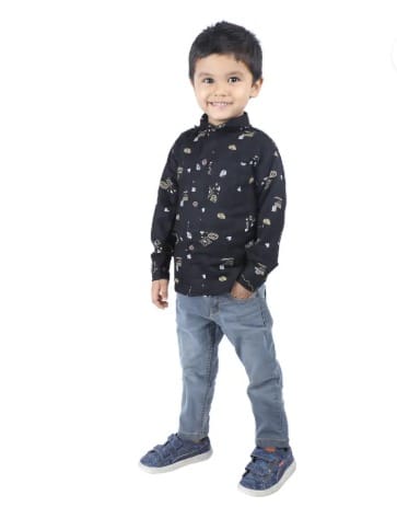 Latest Kids Black Short Sleeve Printed Shirt with Graphic Details 2025 at ShopCircuit | ONDC