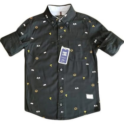 Black Short Sleeve Printed Shirt with Graphic Details