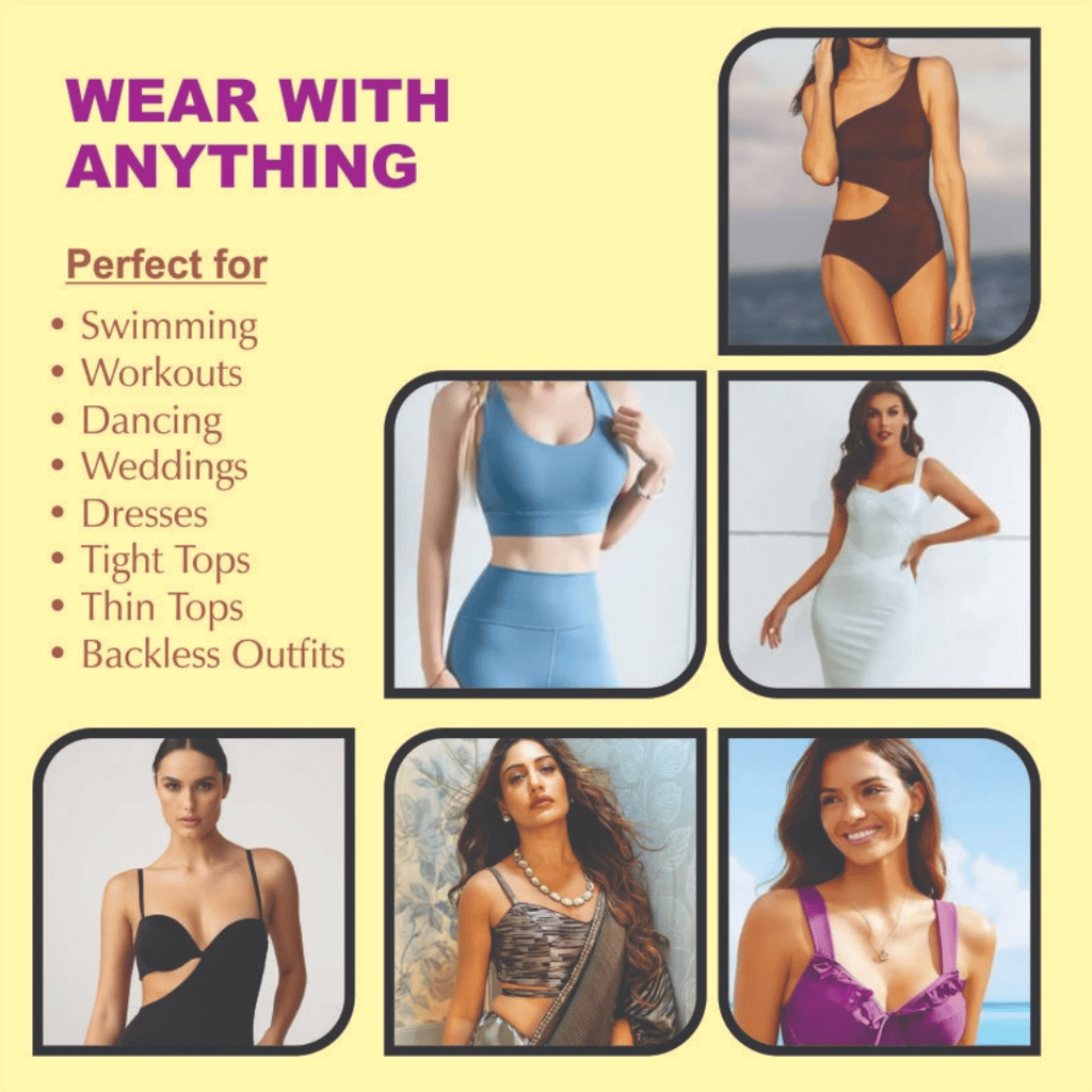 A SkinSync Boob Tape Kit - Instant Boob Tape with 10 Nipple Pasties for Fashion with 36 Strips Double Sided Tape for Clothes &1 Pair Reusable Silicon Nipple Cover for Women (Beige)