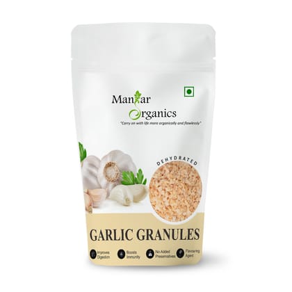 Mangar Organics Garlic Granules - Dehydrated Garlic | Strong Aroma & Bold Flavor | Ideal for Seasoning, Marinades & Dry Rubs - 500gm