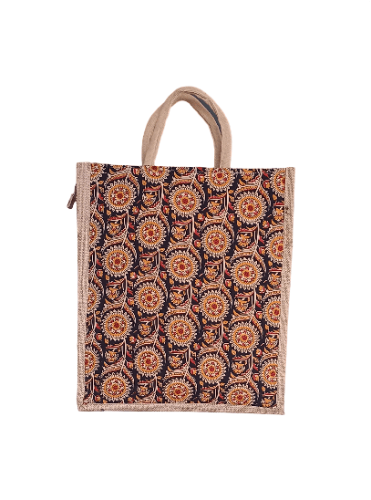 Floral Print Jute Tote Bag - Eco-Friendly & Stylish