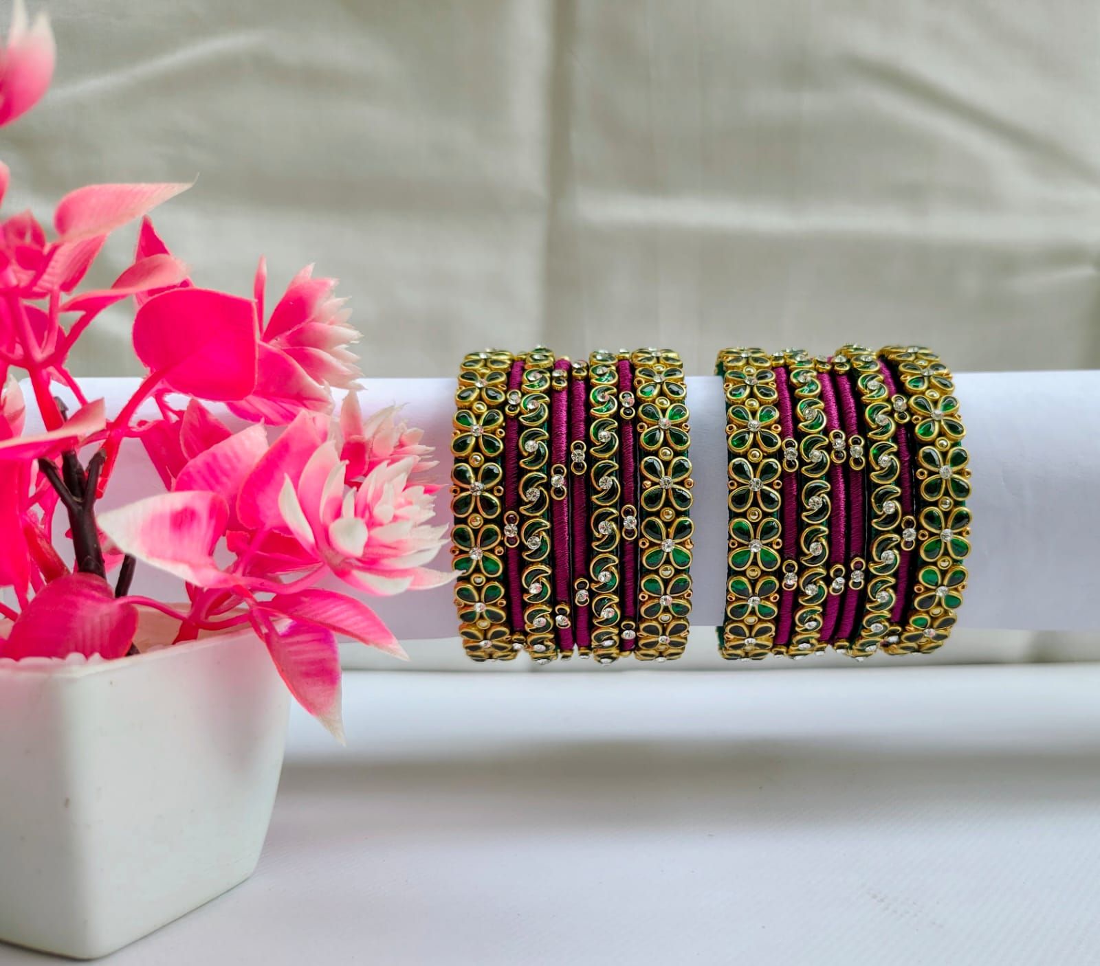 Floral Embellished Designer Bangles - Exquisite Craftsmanship