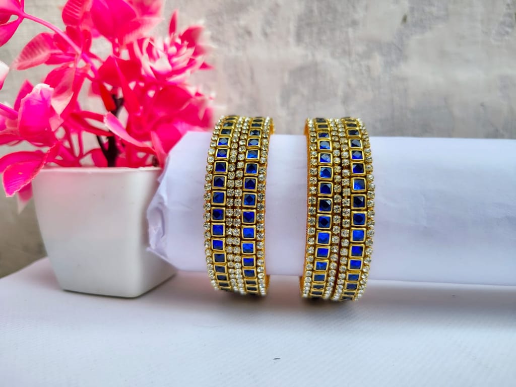 Silk Thread Blue Stone Bangles - Elegant & Sparkling - Bangles & Bracelets | Buy online on ZillyBuy