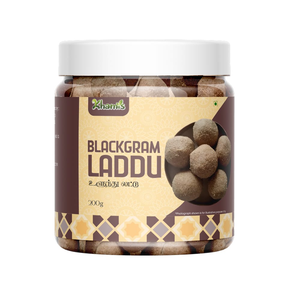 Blackgram Laddu (Urad Dal) – Protein-Rich Traditional Sweet with Jaggery | Healthy Indian Mithai | Ulundhu Laddu-A Nutritious Sweet | Khamis Healthy Foods -200g