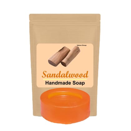 Handmade Sandalwood Fragrance Orange Colour Oval Shape Regular Bath Soap Moisturizing & Gentle for All Skin Types 100g Pack of 1