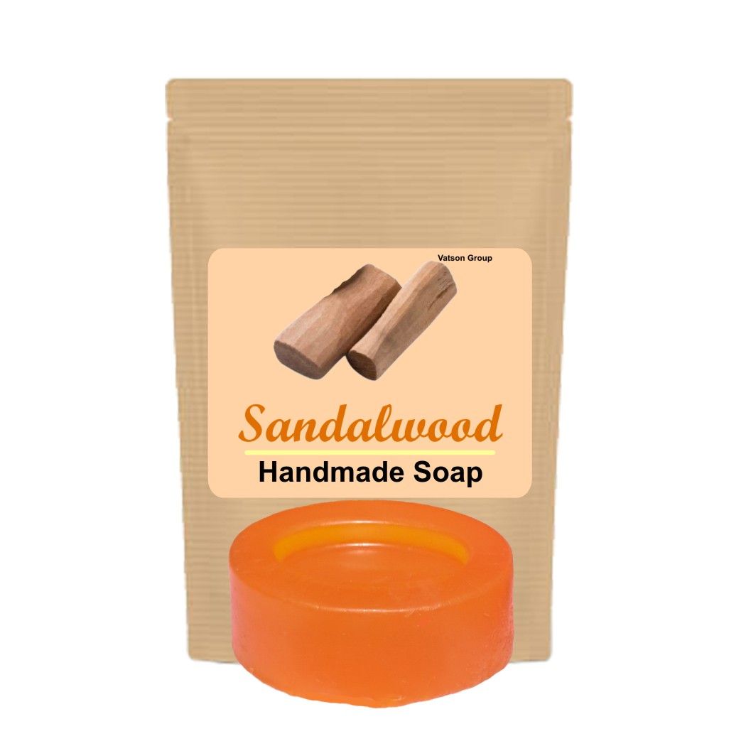 Handmade Sandalwood Fragrance Orange Colour Oval Shape Regular Bath Soap Moisturizing & Gentle for All Skin Types 100g Pack of 1