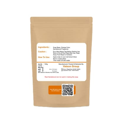 Handmade Sandalwood Fragrance Orange Colour Oval Shape Regular Bath Soap Moisturizing & Gentle for All Skin Types 100g Pack of 1