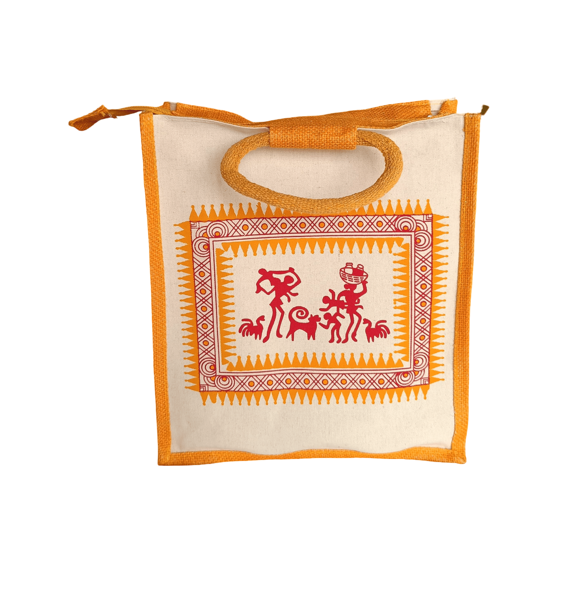 Tribal Print Jute Bag - Eco-Friendly