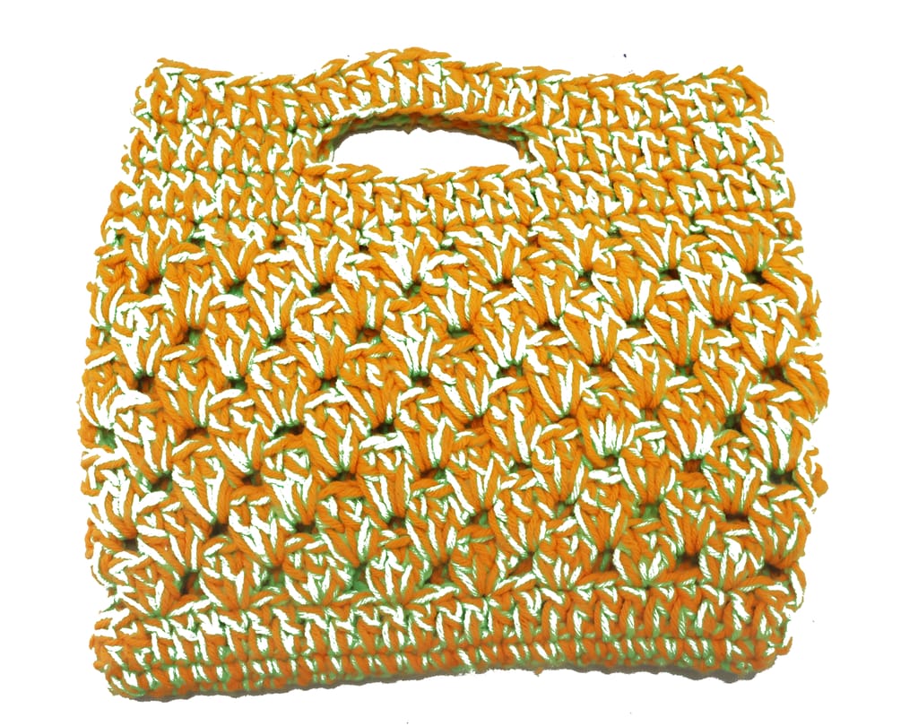 Handmade Crochet Handbag: Orange, Green