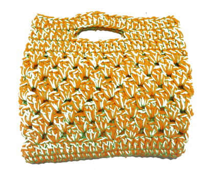 Handmade Crochet Handbag: Orange, Green