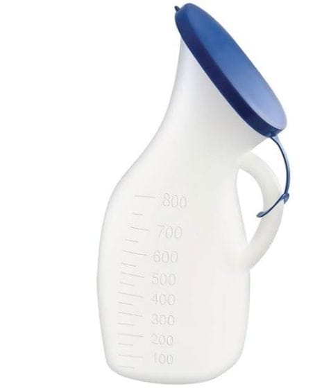 Portable Urine Pot with Cap | Polypropylene Safe Medical Grade Plastic Pee Collector for Male, Female & Bedridden Adults - Pack of 2 - ASSORTED