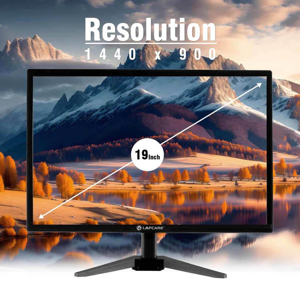 LAPCARE LM195WDH 19 Inch(48.26CM) LED Display Monitor 16:10, 1440x900, Wall Mount, HDMI + VGA Port (Black)