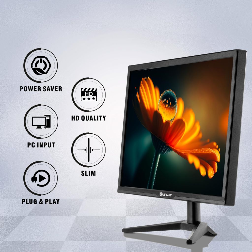 LAPCARE LM195WDH 19 Inch(48.26CM) LED Display Monitor 16:10, 1440x900, Wall Mount, HDMI + VGA Port (Black)