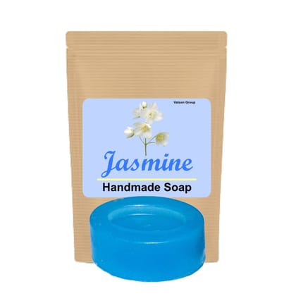 Handmade Jasmine Fragrance Baby Blue Colour Oval Shape Regular Bath Soap Moisturizing & Gentle for All Skin Types 100g Pack of 1
