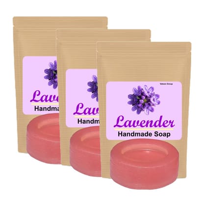 Handmade Lavender Fragrance Purple Colour Oval Shape Regular Bath Soap Moisturizing & Gentle for All Skin Types Each 100g Pack of 3